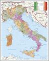 Stiefel Wandkarte Großformat Italien, Postleitzahlen, italienische Ausgabe, ohne Metallstäbe
