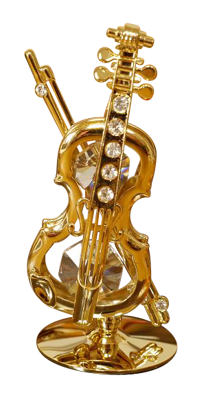 Goldfigur Violine mit Swarovski Kristallen