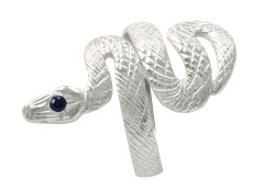 Ring in Form einer Schlange mit einem blauen Strassstein 925-silber