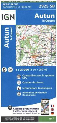 IGN Karte, Carte de randonnée (et plein air) Autun le Creusot