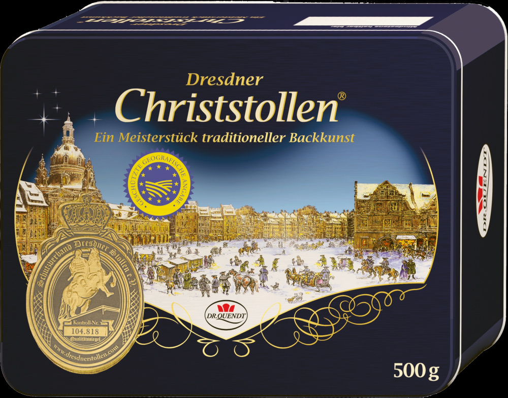 Dresdner Christstollen 500g in edler Metalldose