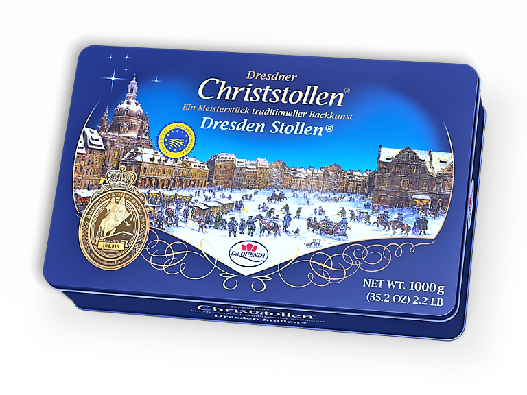 Dresdner Christstollen 1000g in edler Metalldose