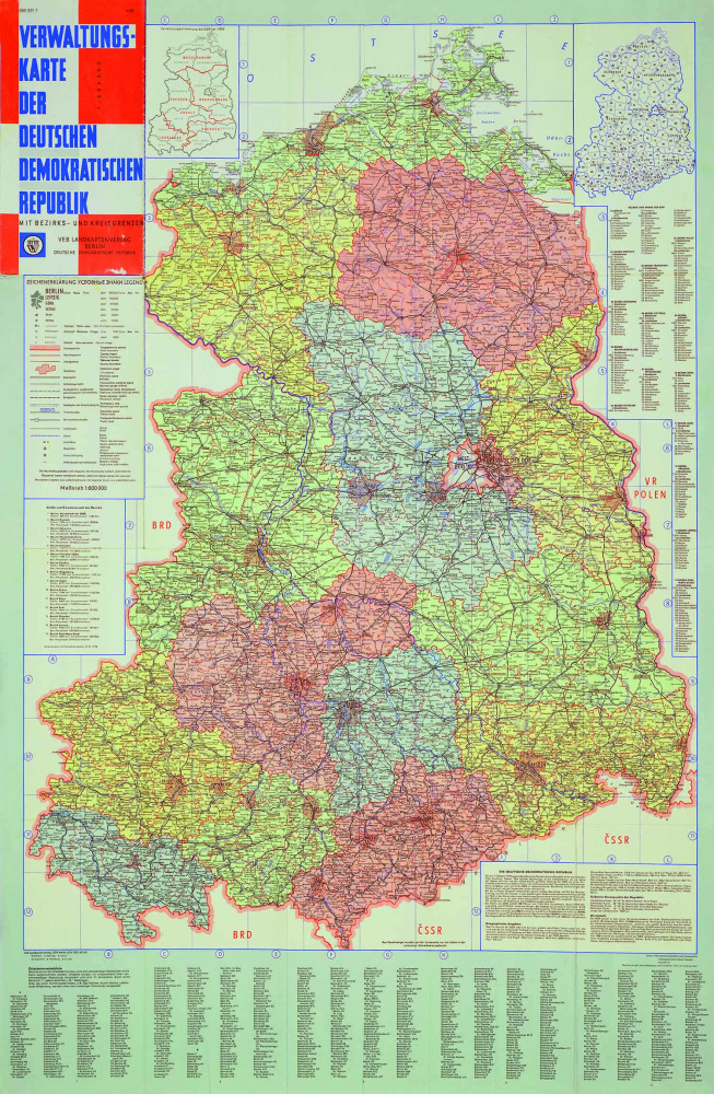 DDR-Straßenkarte / -Verwaltungskarte