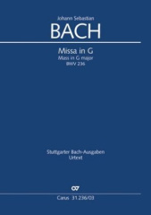 Missa in G / Messe G-Dur BWV 236, Klavierauszug