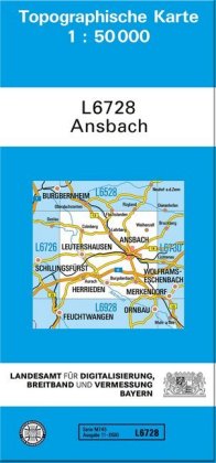 Topographische Karte Bayern Ansbach