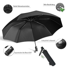 Taschenschirm mit Auf-Zu-Automatik + GRATIS Regenponcho