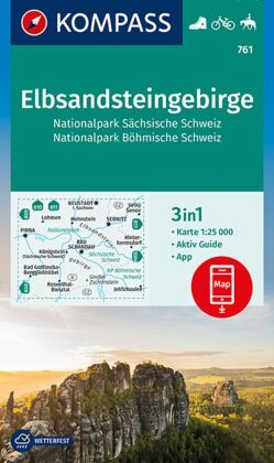 KOMPASS Wanderkarte 761 Elbsandsteingebirge, Nationalpark Sächsische Schweiz, Nationalpark Böhmische Schweiz 1:25000