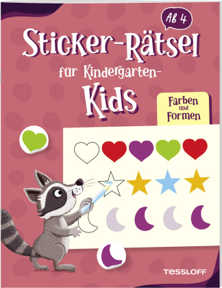 Sticker-Rätsel für Kindergarten-Kids. Farben und Formen