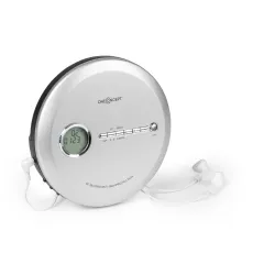 Tragbarer CD-Player silber mit Kopfhörern