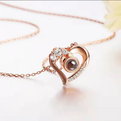 Halskette "Ich liebe Dich" in 100 Sprachen rosegold