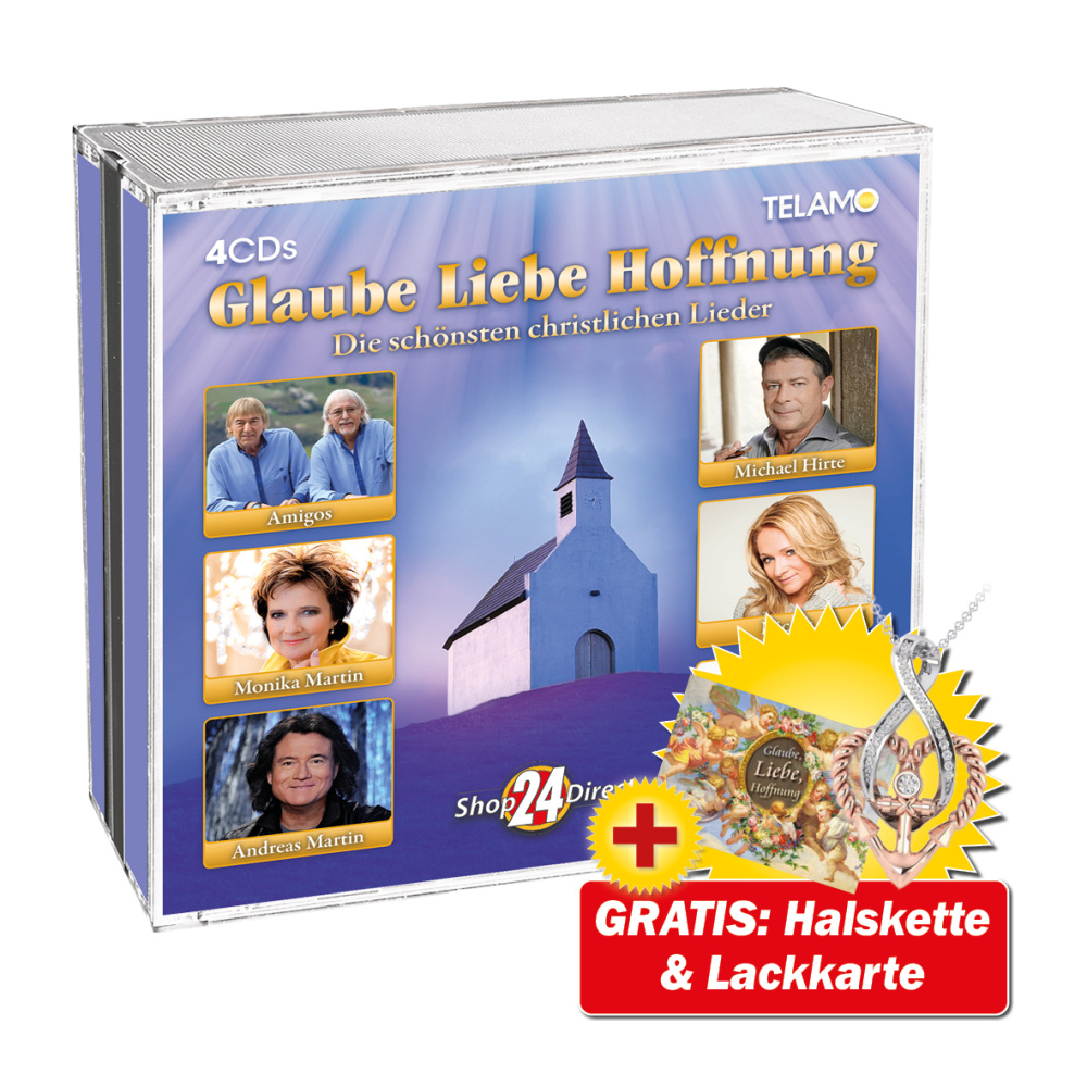 Glaube Liebe Hoffnung - Die schönsten christlichen Lieder + GRATIS Halskette & Lackkarte Engel