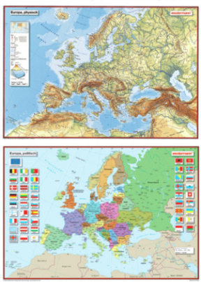 Westermann Europa, politisch, Posterkarte. Europa, physisch, 2 Tle.